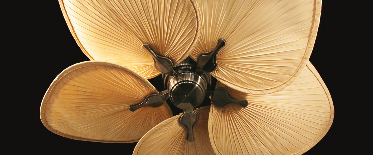 ceiling fan with palm leaf blades